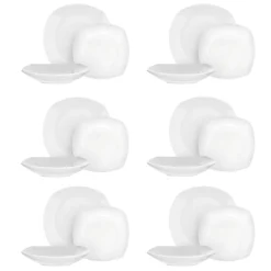 Servizio 18 piatti quadrati bianchi ceramica Square Coupe