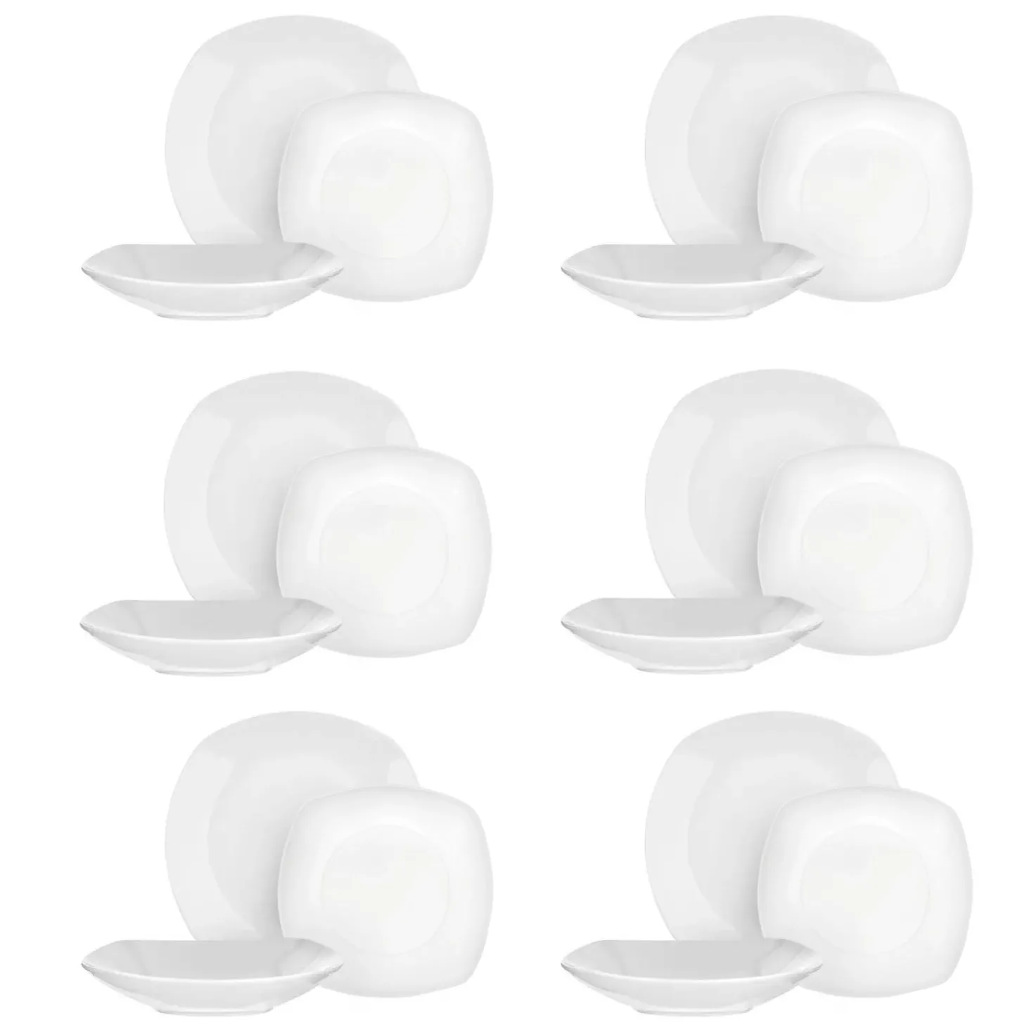 Servizio 18 piatti quadrati bianchi ceramica Square Coupe