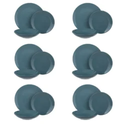 Servizio 18 piatti terracotta blu Style