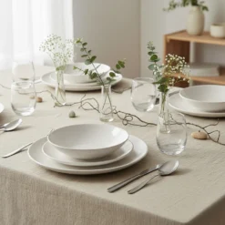 Servizio 18 piatti terracotta crema Style