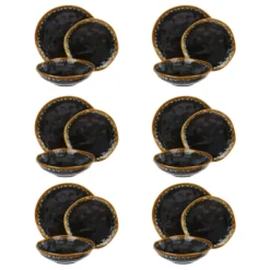 Servizio 18 piatti terracotta nero oro Olympus