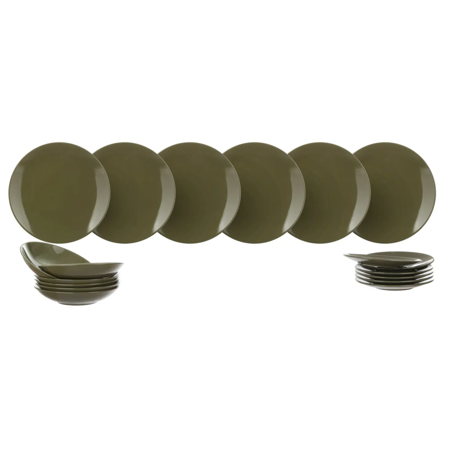 Servizio 18 piatti terracotta verde Style