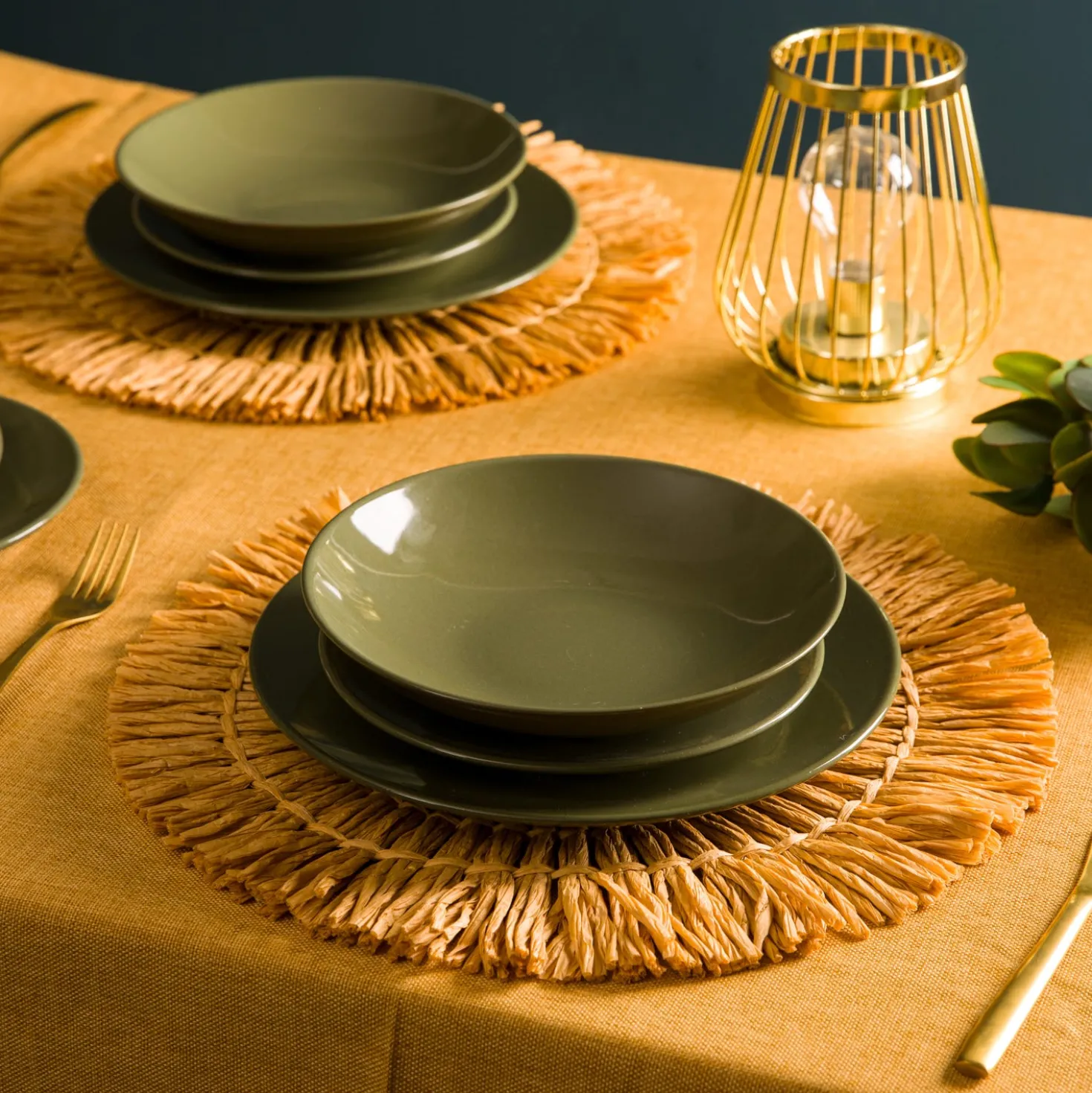 Servizio 18 piatti terracotta verde Style