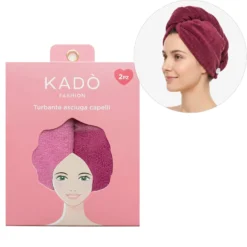 Set 2 asciugamani capelli turbante in microfibra rosa