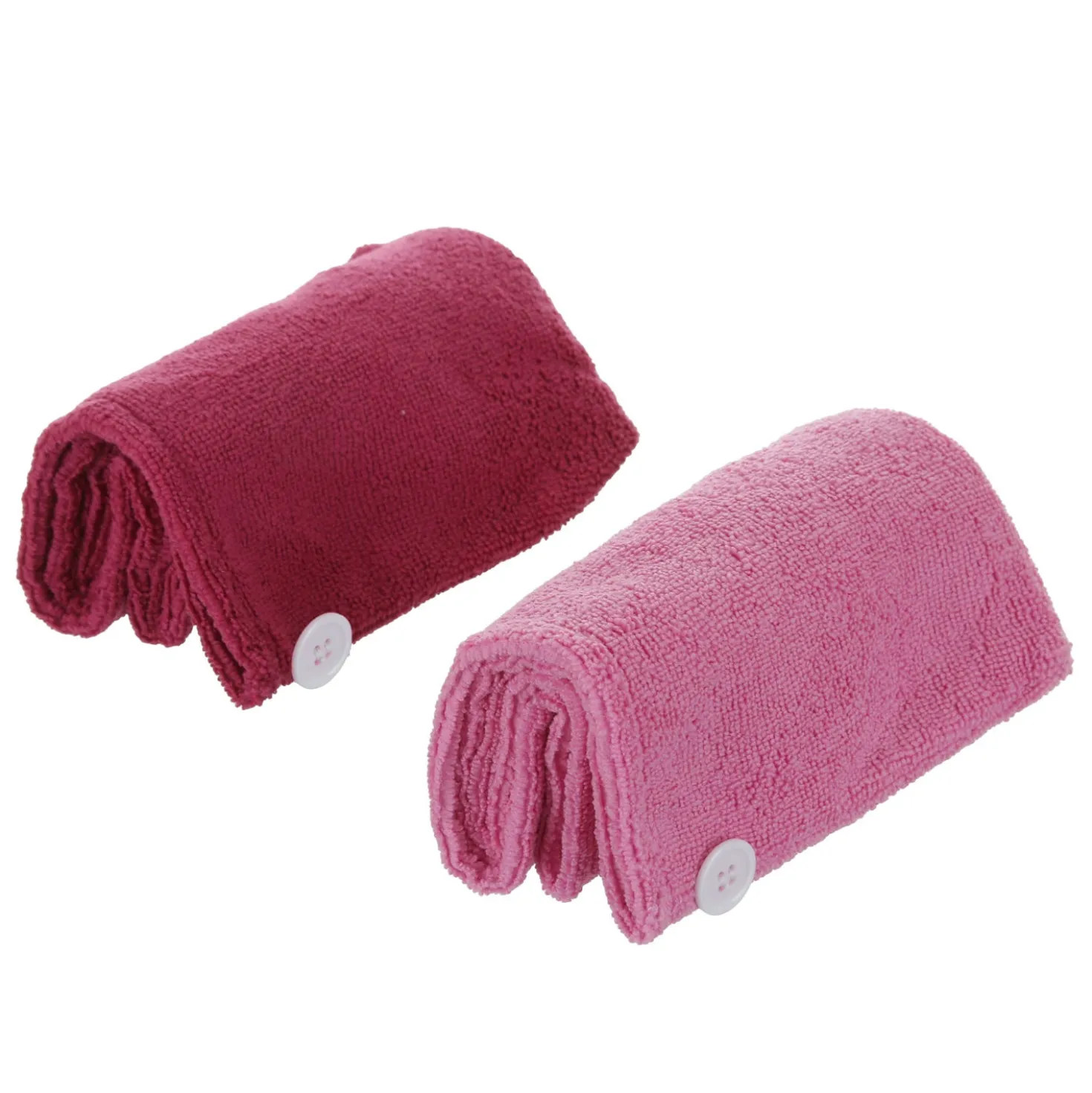 Set 2 asciugamani capelli turbante in microfibra rosa