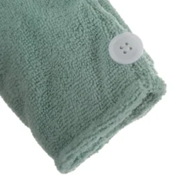 Set 2 asciugamani capelli turbante in microfibra verde