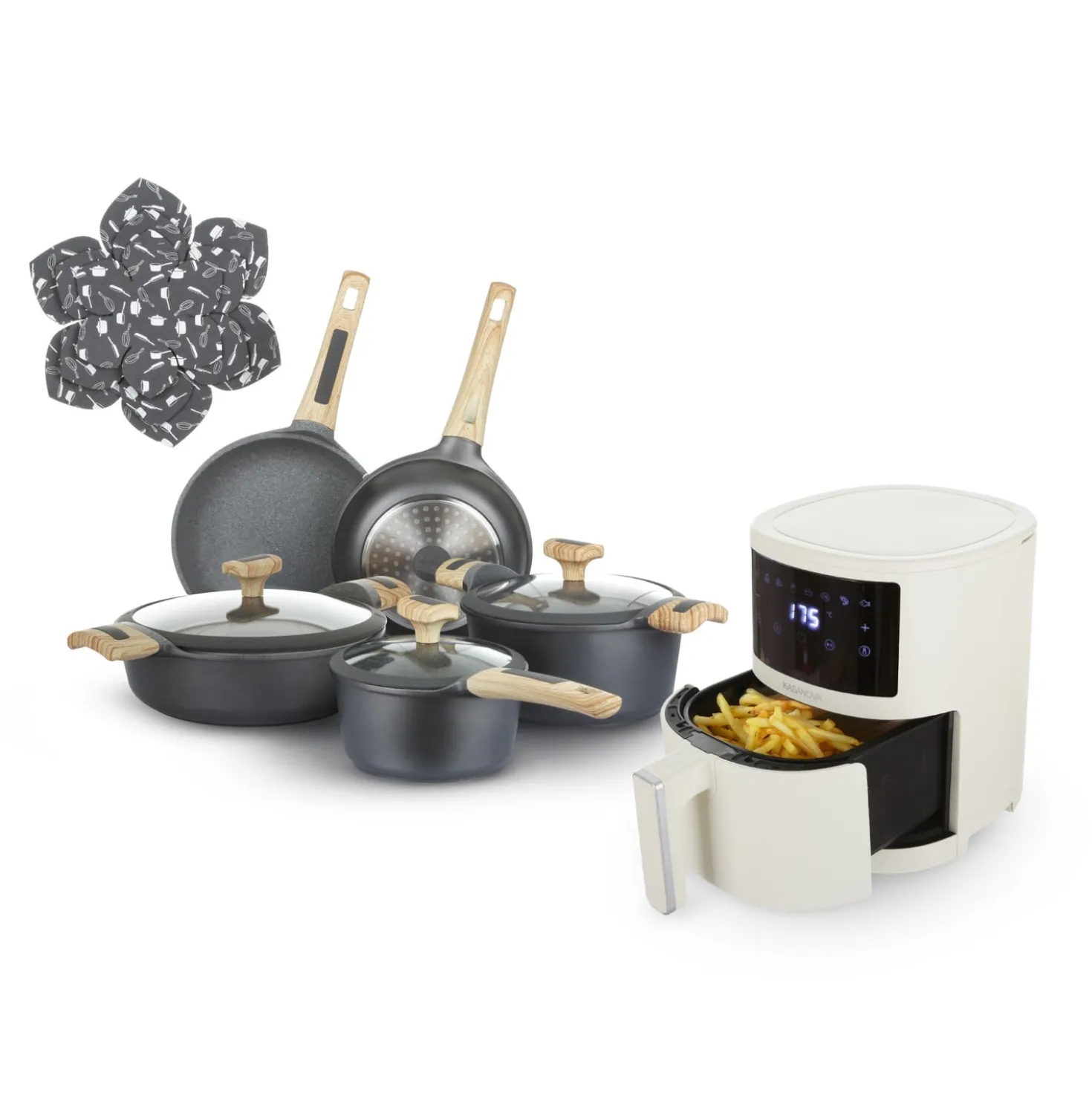 Set Batteria 11 pezzi Evolution e Friggitrice ad aria digitale 3,5 L