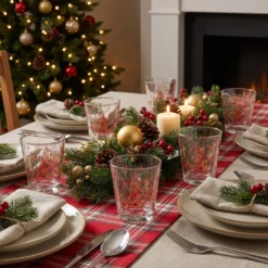 Set 6 bicchieri acqua Merry Christmas rosso