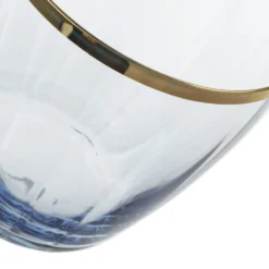 Set 6 bicchieri acqua 365 ml blu con bordo oro Shine