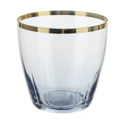 Set 6 bicchieri acqua 365 ml blu con bordo oro Shine
