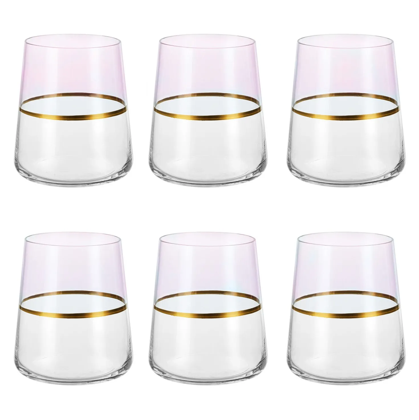 Set 6 bicchieri acqua 420 ml rosa e oro Spectrum