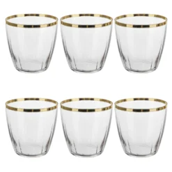 Set 6 bicchieri acqua 365 ml verde con bordo oro Shine