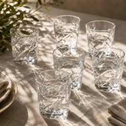 Set 6 bicchieri acqua 310 ml vetro decoro geometrico