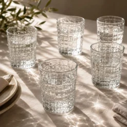 Set 6 bicchieri acqua 260 ml vetro lavorato