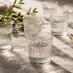 Set 6 bicchieri acqua 300 ml vetro lavorato