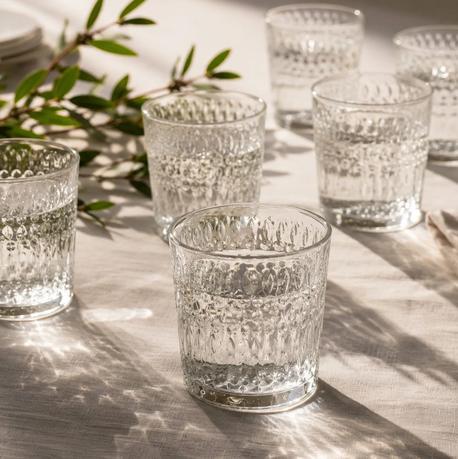 Set 6 bicchieri acqua 300 ml vetro lavorato