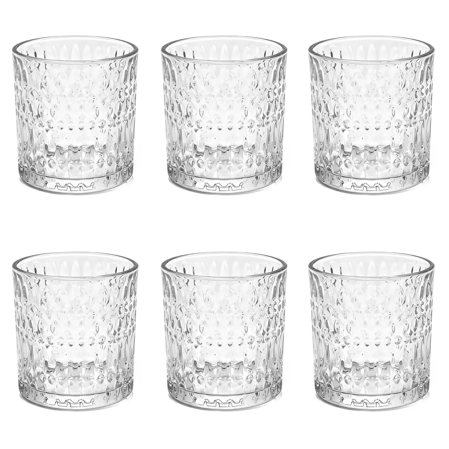 Set 6 bicchieri acqua 300 ml vetro lavorato