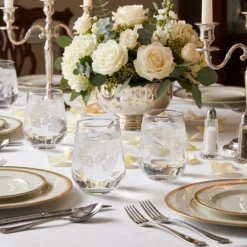 Set 4 bicchieri acqua Romance con decoro