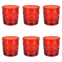 Set 6 bicchieri acqua rossi in vetro Rain Pasabahce