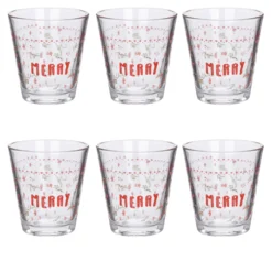 Set 6 bicchieri natalizi vetro 235 ml Merry