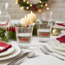 Set 6 bicchieri natalizi vetro 235 ml Merry