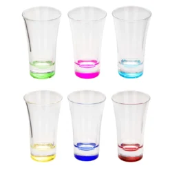 Set 6 bicchierini liquore vetro colorati con stand ad anello
