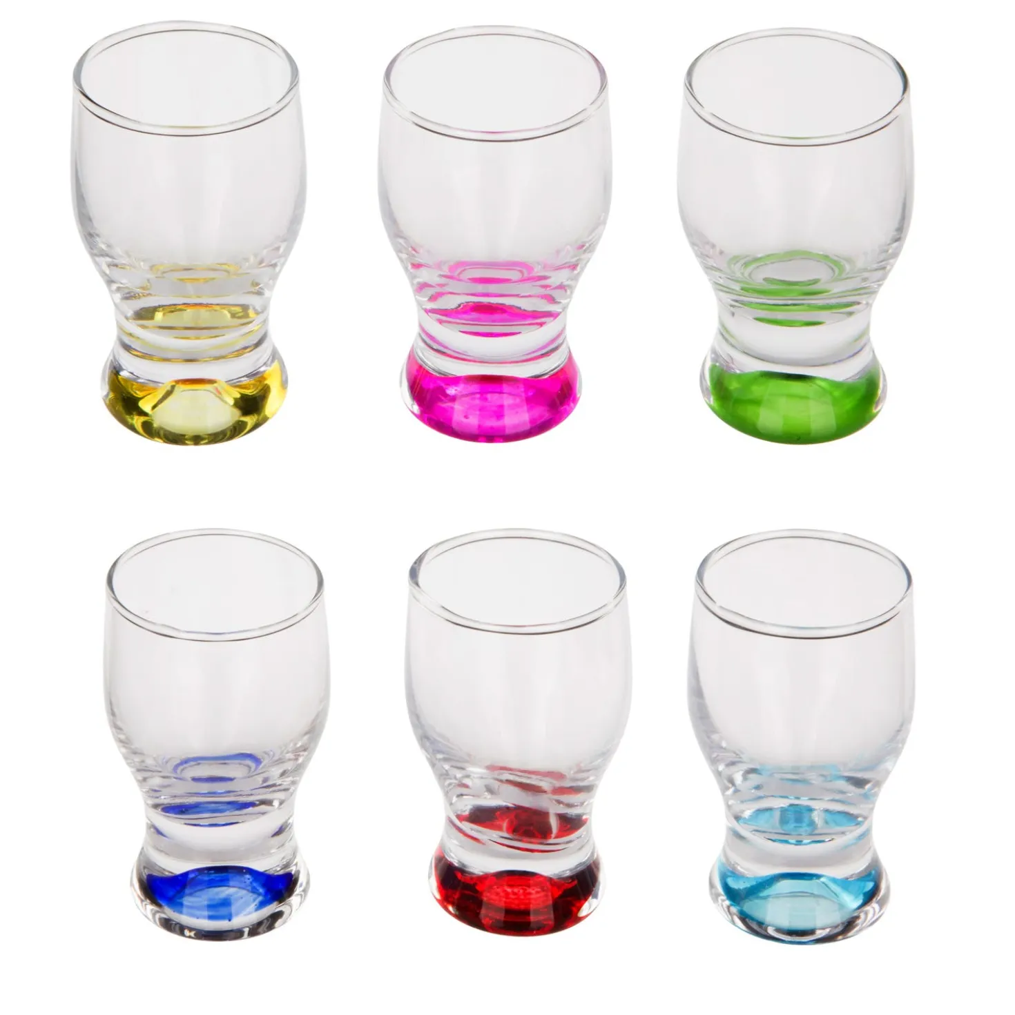 Set 6 bicchierini liquore vetro colorati stand ad anello
