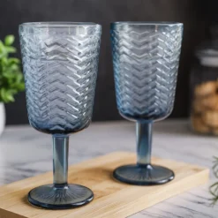 Set 2 calici acqua vetro blu Milo