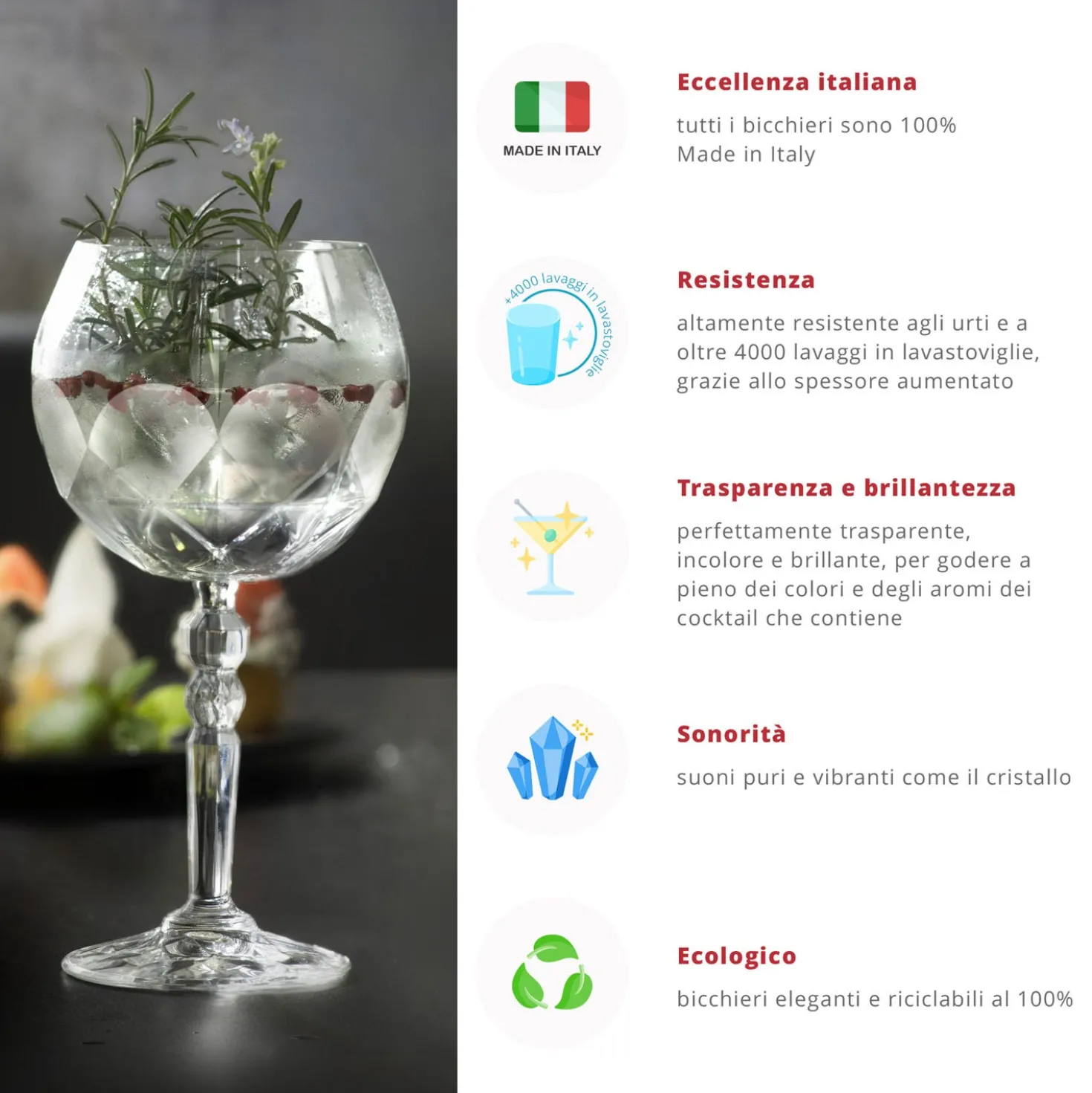 Set 2 calici Gin Tonic RCR Cristalleria Italiana