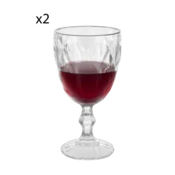Set 2 calici vino in vetro con bordo oro