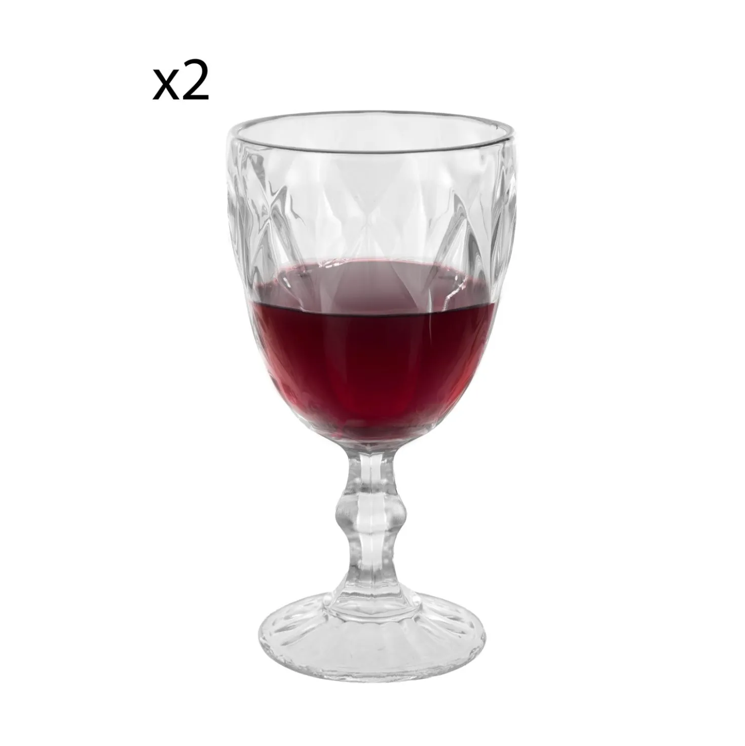 Set 2 calici vino in vetro con bordo oro