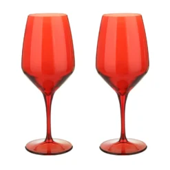 Set 2 calici vino in vetro rossi Allegra