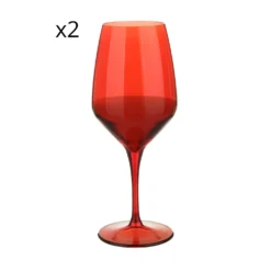 Set 2 calici vino in vetro rossi Allegra