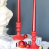 Set 4 candele rosse con base