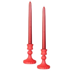 Set 4 candele rosse con base