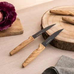 Set 6 coltelli bistecca con manico effetto legno
