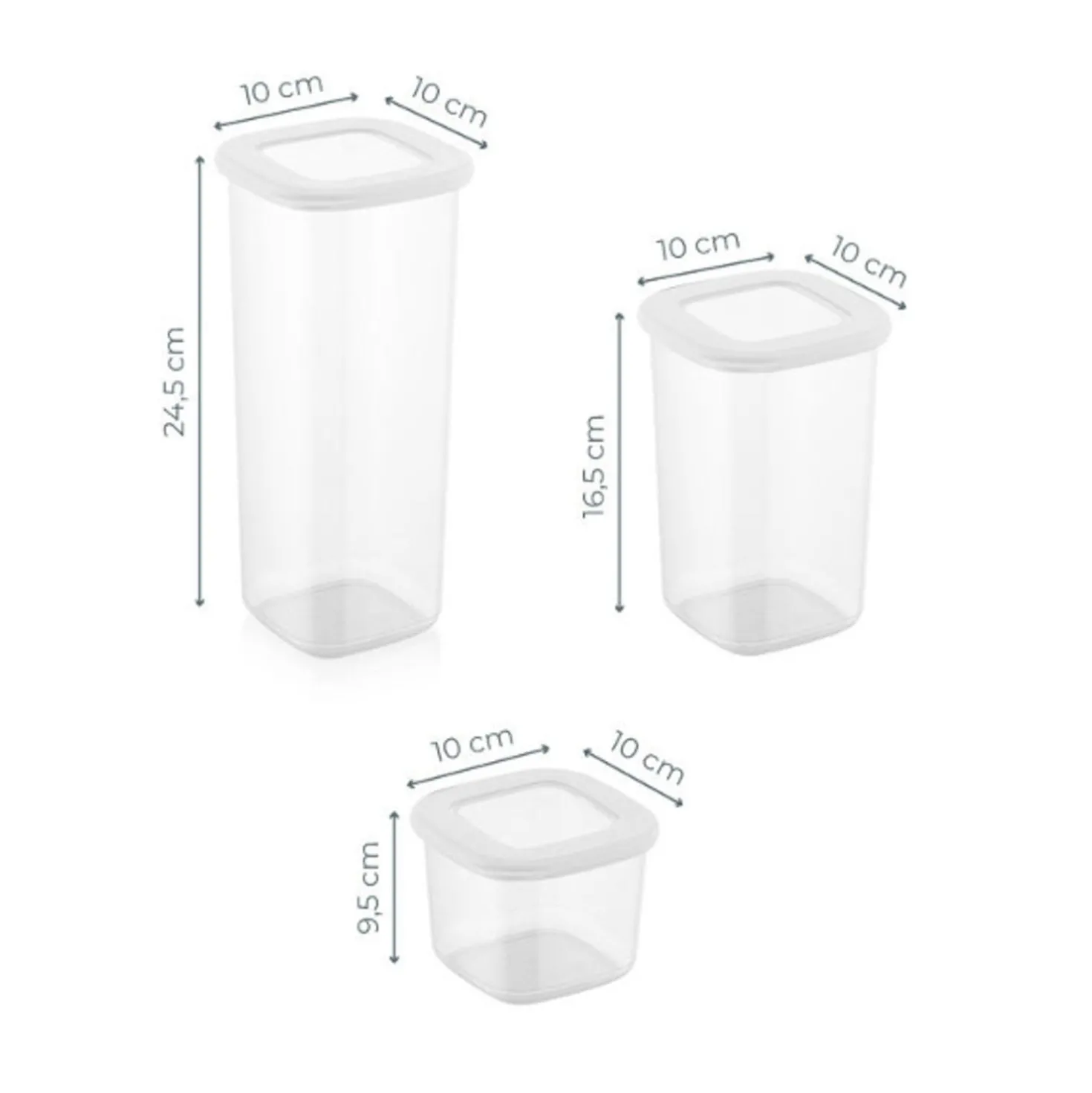 Set 24 contenitori in plastica coperchio bianco