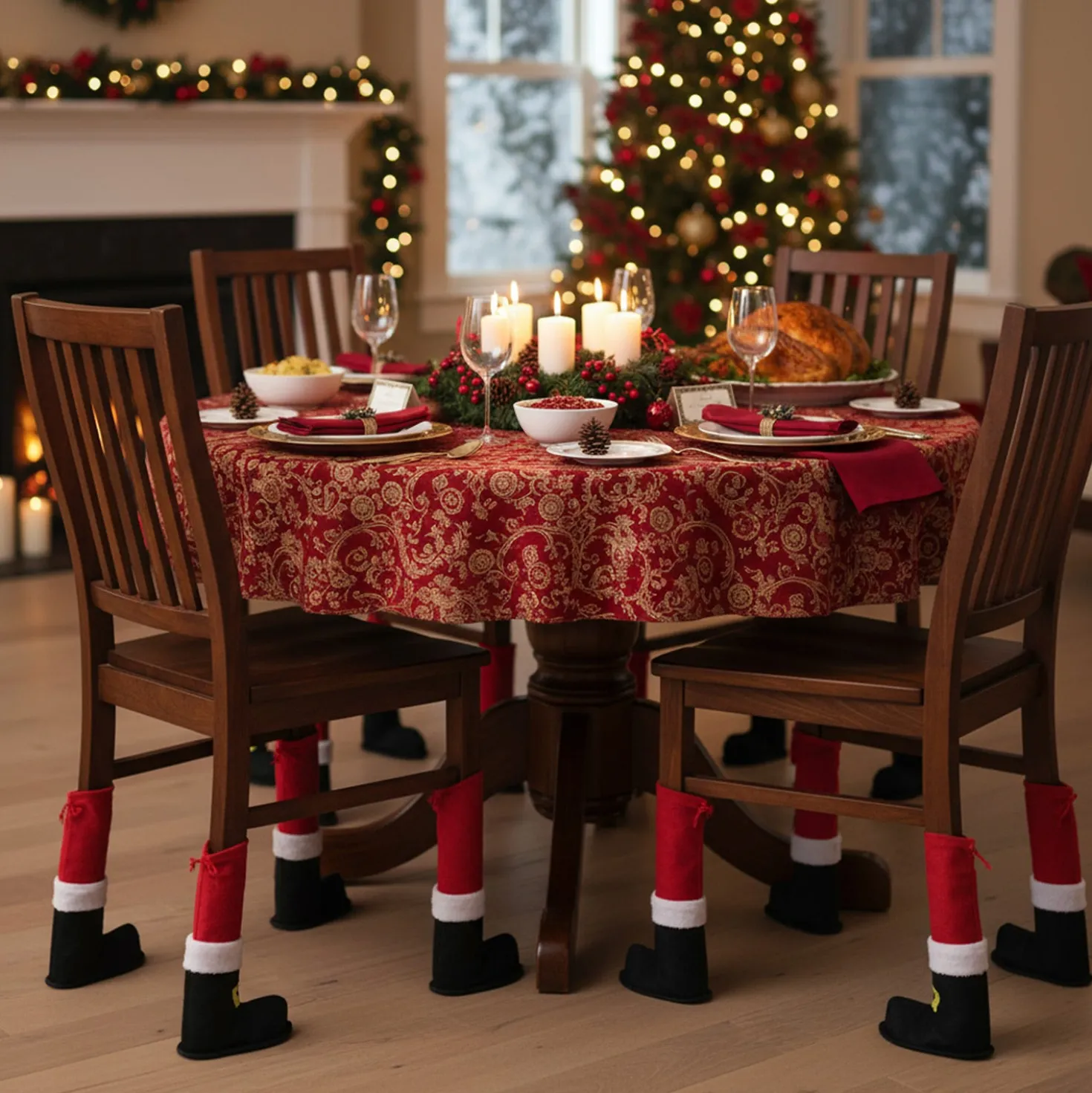 Set 4 coperture gambe sedia Babbo Natale