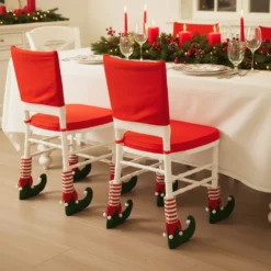 Set 4 coperture gambe sedia elfo natalizio