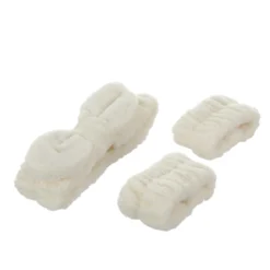 Set fascia capelli e 2 polsini beige