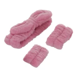 Set fascia capelli e 2 polsini fucsia