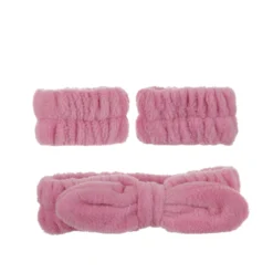 Set fascia capelli e 2 polsini fucsia