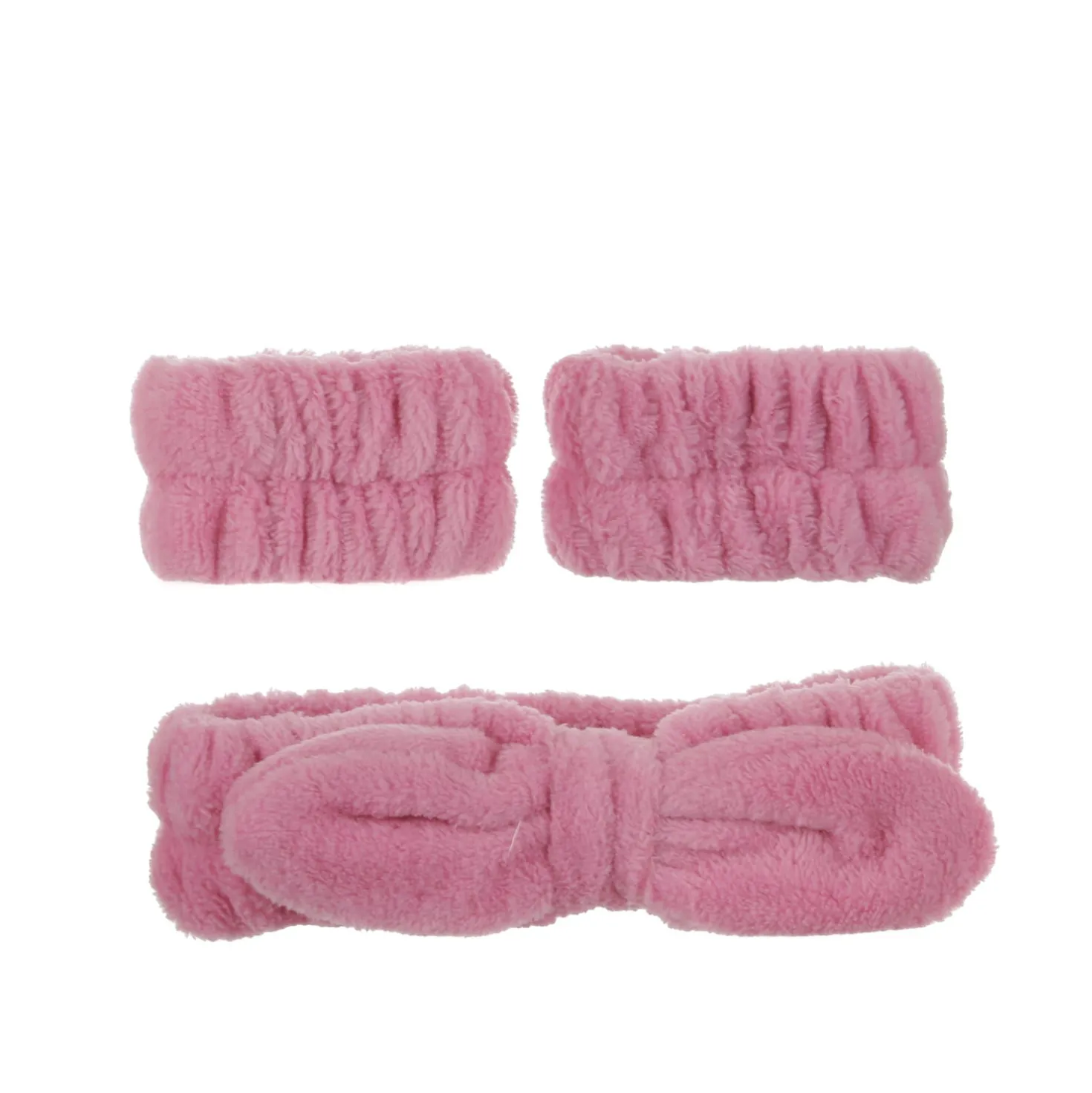 Set fascia capelli e 2 polsini fucsia