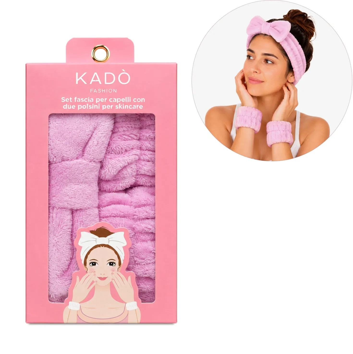 Set fascia capelli e 2 polsini fucsia