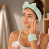 Set fascia capelli e 2 polsini verde