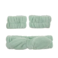 Set fascia capelli e 2 polsini verde