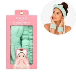 Set fascia capelli e 2 polsini verde