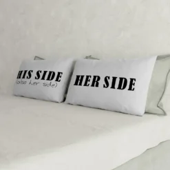 Set 2 federe scritte Her side His side Datex