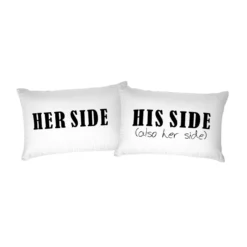Set 2 federe scritte Her side His side Datex