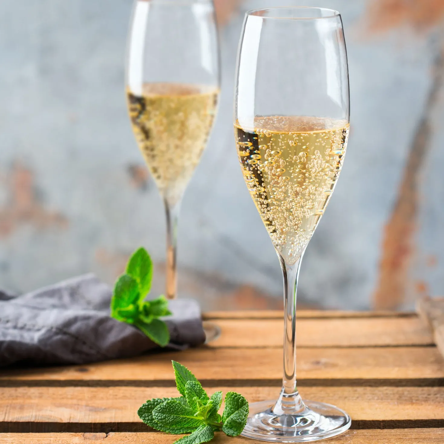 Set 6 flute Champagne Io vino in vetro cristallo